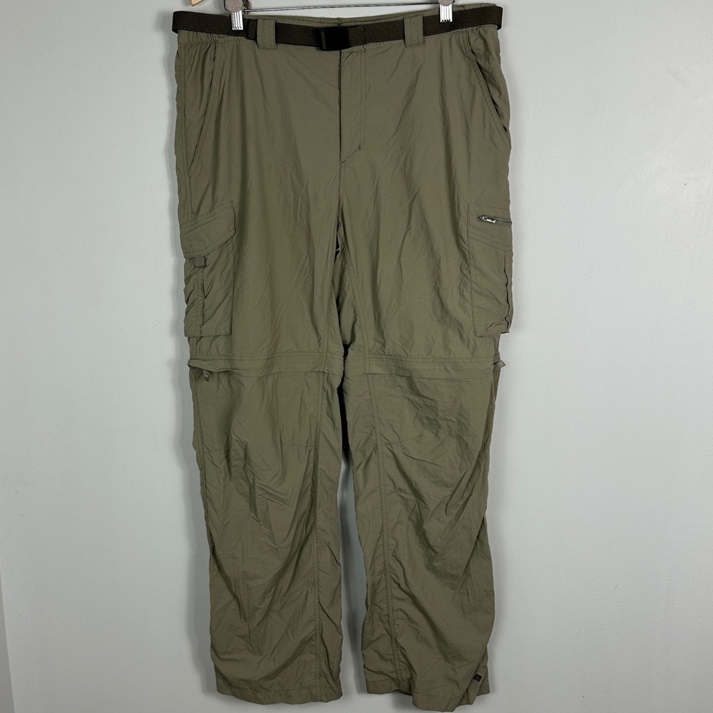 Columbia Convertible Hiking Pants Mens Sz 38 x 32 Omni Shade Silver Ridge Belted